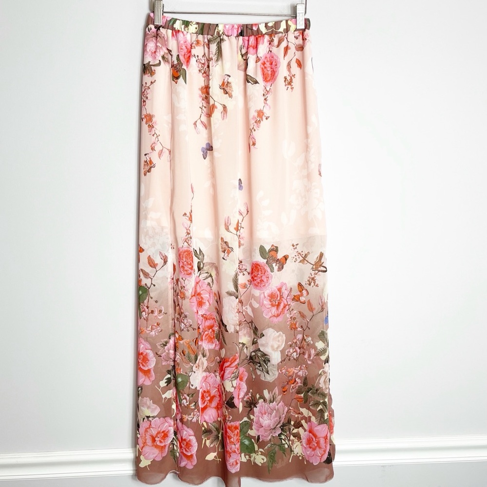 Parisian Collection M/L Sheer Floral Maxi Skirt